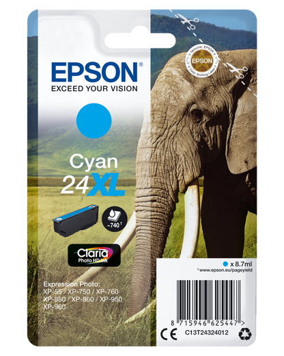 Epson Elephant-Series Ink Cartridge | 24XL Cyan | C13T24324012