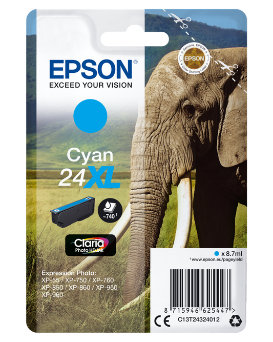 Epson Elephant-Series Ink Cartridge | 24XL Cyan | C13T24324012