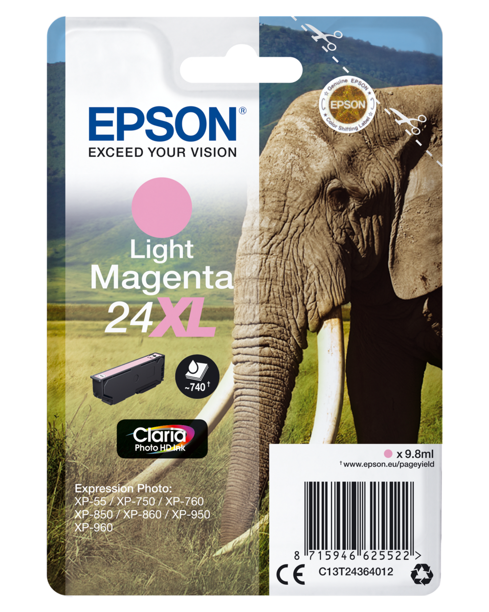 Epson Elephant-Series Ink Cartridge | 24XL Light Magenta | C13T24364012