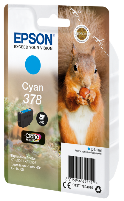 Epson Squirrel-Series Ink Cartridge | 378 Cyan | C13T37824010