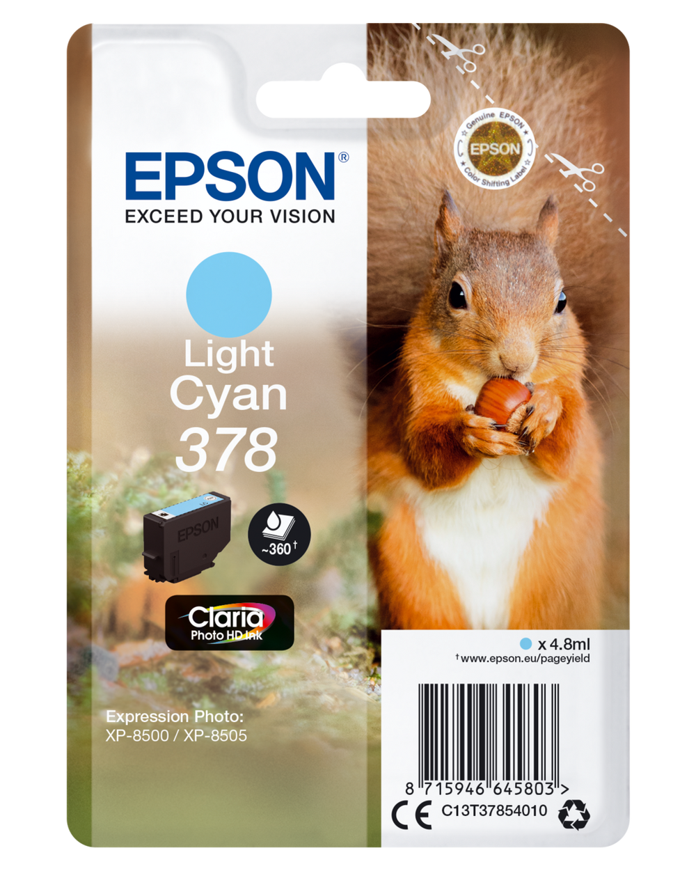 Epson Squirrel-Series Ink Cartridge | 378 Light Cyan | C13T37854010