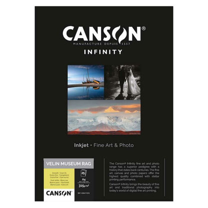 Canson Velin Museum Rag 315 Photo Paper 100% Cotton | A2 - 25 Sheets