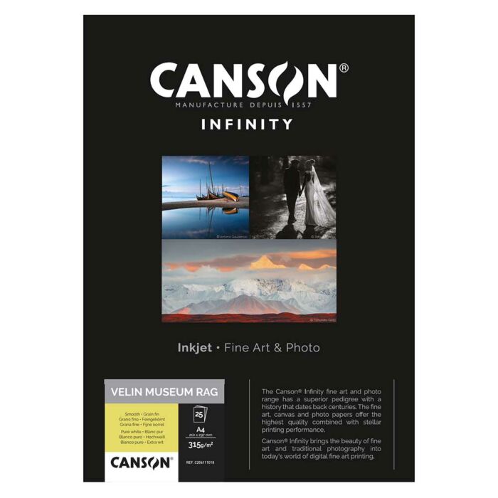 Canson Velin Museum Rag 315 Photo Paper 100% Cotton | A3 Plus - 25 Sheets