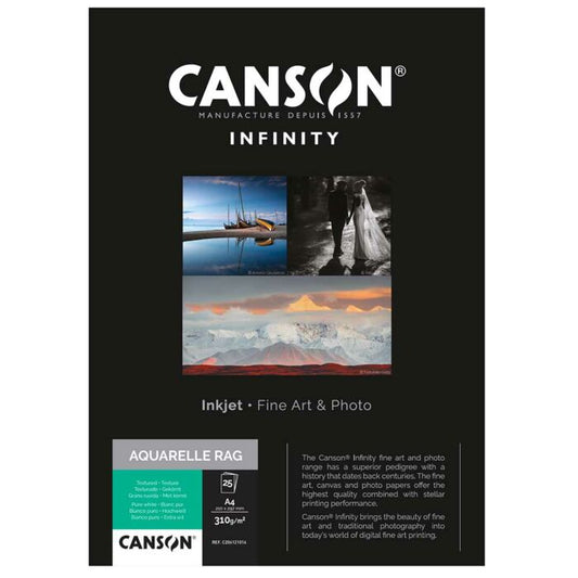 Canson Aquarelle Rag 310 Photo Paper 100% Cotton | A3+ - 25 Sheets