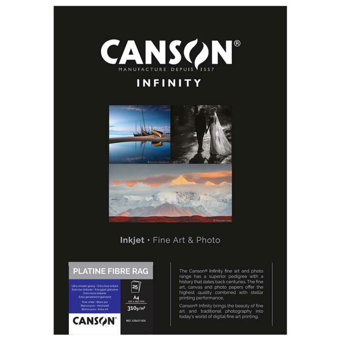 Canson Platine Fibre Rag 310 Photo Paper 100% Cotton | A3+ - 25 Sheets