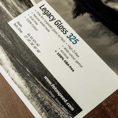Fotospeed Legacy Gloss 325 Unglazed Gloss Photo Paper | A2 - 25 Sheets