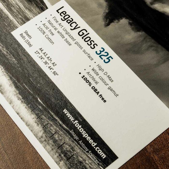 Fotospeed Legacy Gloss 325 Unglazed Gloss Photo Paper | A3+ - 25 Sheets