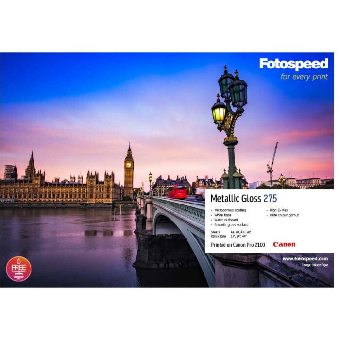 Fotospeed Metallic Gloss 275 Photo Paper | A3 Plus - 25 Sheets