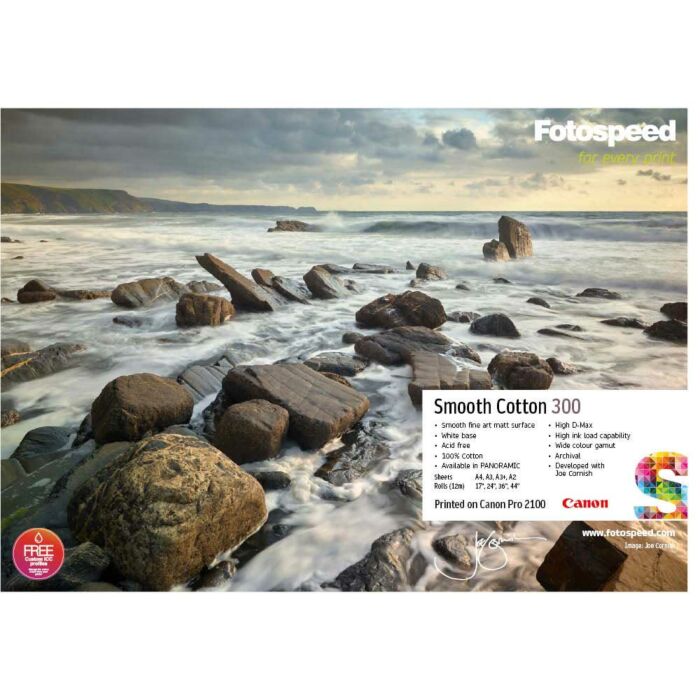 Fotospeed Smooth Cotton 300 Photo Paper | A2 - 25 Sheets