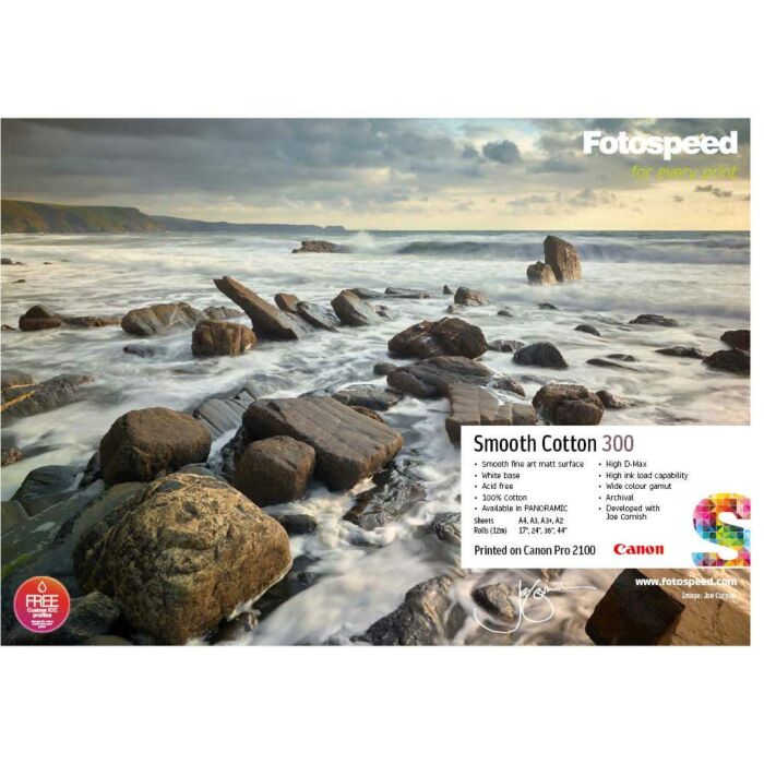 Fotospeed Smooth Cotton 300 Photo Paper | A3+ - 25 Sheets